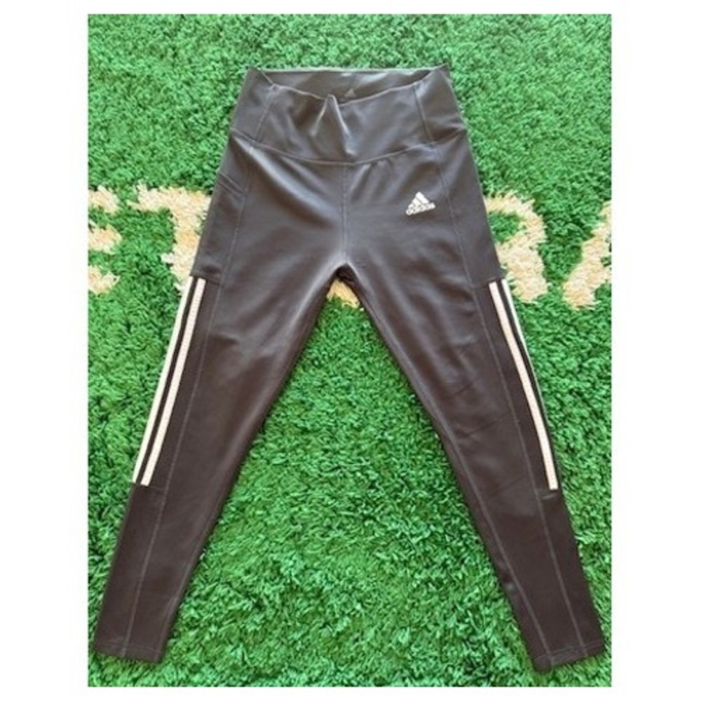 Adidas AEROREADY Leggings Womens Size M Black Good Side Stripes Pockets